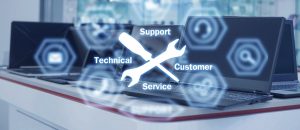 Illustration depicting the concept of technical support and customer service